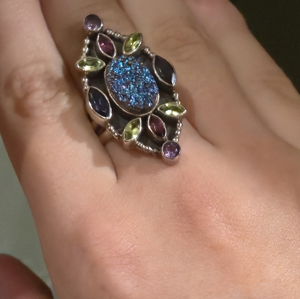 Nicky Butler RAJ LIMITED EDITION Sterling Silver Size 10 Ring NB Designer Druzy